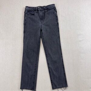 Madewell Stovepipe Jeans Womens 26 Black High Rise Raw Hem Stretch Denim NA940